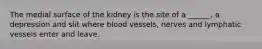 The medial surface of the kidney is the site of a ______, a depression and slit where blood vessels, nerves and lymphatic vessels enter and leave.