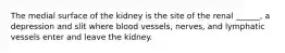 The medial surface of the kidney is the site of the renal ______, a depression and slit where blood vessels, nerves, and lymphatic vessels enter and leave the kidney.