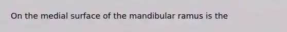 On the medial surface of the mandibular ramus is the