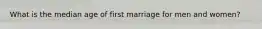 What is the median age of first marriage for men and women?