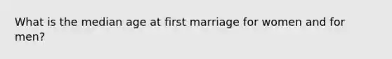 What is the median age at first marriage for women and for men?