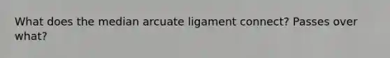 What does the median arcuate ligament connect? Passes over what?