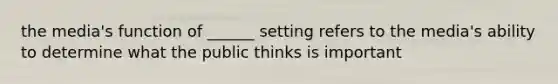 the media's function of ______ setting refers to the media's ability to determine what the public thinks is important