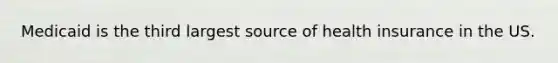 Medicaid is the third largest source of health insurance in the US.