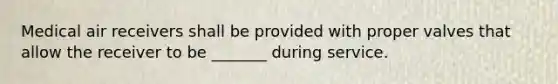 Medical air receivers shall be provided with proper valves that allow the receiver to be _______ during service.
