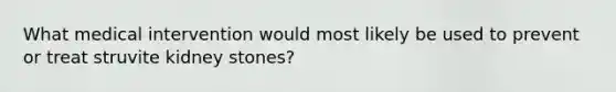 What medical intervention would most likely be used to prevent or treat struvite kidney stones?