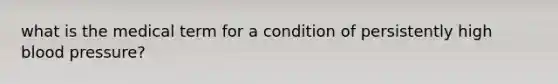 what is the medical term for a condition of persistently high blood pressure?