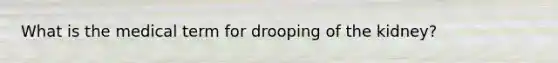 What is the medical term for drooping of the kidney?