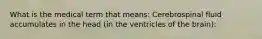 What is the medical term that means: Cerebrospinal fluid accumulates in the head (in the ventricles of the brain):