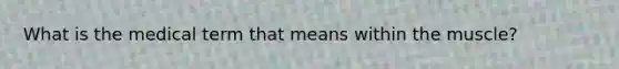 What is the medical term that means within the muscle?