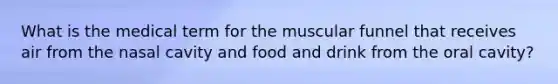 What is the medical term for the muscular funnel that receives air from the nasal cavity and food and drink from the oral cavity?