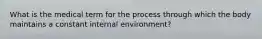What is the medical term for the process through which the body maintains a constant internal environment?