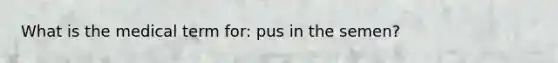 What is the medical term for: pus in the semen?