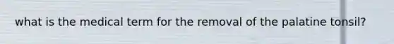 what is the medical term for the removal of the palatine tonsil?