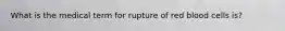 What is the medical term for rupture of red blood cells is?