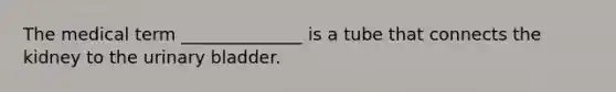 The medical term ______________ is a tube that connects the kidney to the urinary bladder.