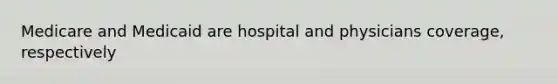 Medicare and Medicaid are hospital and physicians coverage, respectively