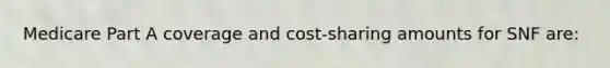 Medicare Part A coverage and cost-sharing amounts for SNF are: