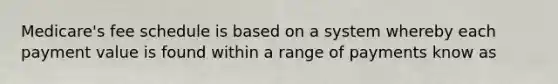 Medicare's fee schedule is based on a system whereby each payment value is found within a range of payments know as