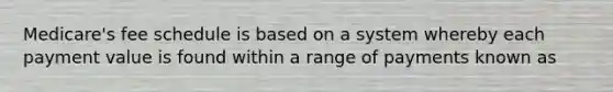 Medicare's fee schedule is based on a system whereby each payment value is found within a range of payments known as