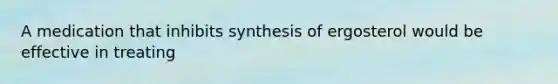 A medication that inhibits synthesis of ergosterol would be effective in treating