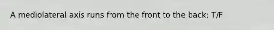 A mediolateral axis runs from the front to the back: T/F