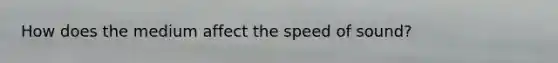 How does the medium affect the speed of sound?