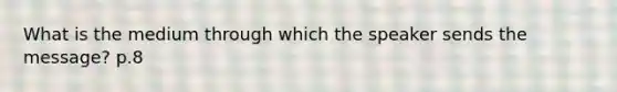 What is the medium through which the speaker sends the message? p.8