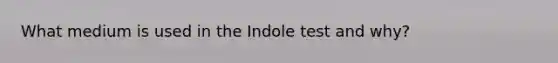 What medium is used in the Indole test and why?