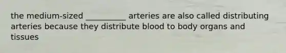 the medium-sized __________ arteries are also called distributing arteries because they distribute blood to body organs and tissues