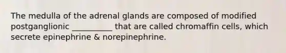 The medulla of the adrenal glands are composed of modified postganglionic __________ that are called chromaffin cells, which secrete epinephrine & norepinephrine.