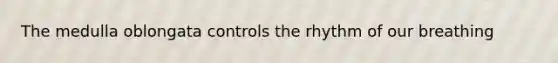 The medulla oblongata controls the rhythm of our breathing