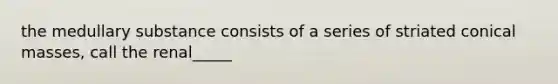 the medullary substance consists of a series of striated conical masses, call the renal_____