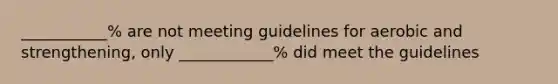 ___________% are not meeting guidelines for aerobic and strengthening, only ____________% did meet the guidelines