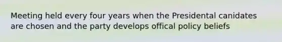 Meeting held every four years when the Presidental canidates are chosen and the party develops offical policy beliefs