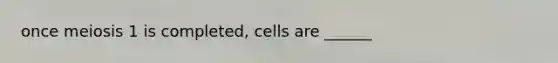 once meiosis 1 is completed, cells are ______