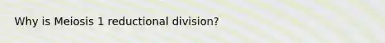 Why is Meiosis 1 reductional division?