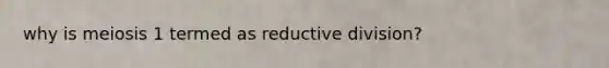 why is meiosis 1 termed as reductive division?