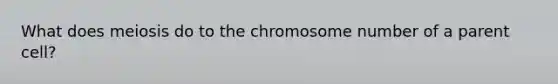 What does meiosis do to the chromosome number of a parent cell?