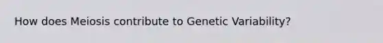 How does Meiosis contribute to Genetic Variability?