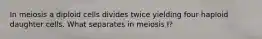 In meiosis a diploid cells divides twice yielding four haploid daughter cells. What separates in meiosis I?