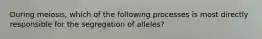 During meiosis, which of the following processes is most directly responsible for the segregation of alleles?