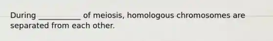 During ___________ of meiosis, homologous chromosomes are separated from each other.