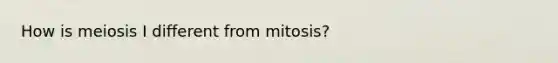 How is meiosis I different from mitosis?