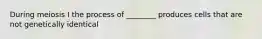 During meiosis I the process of ________ produces cells that are not genetically identical