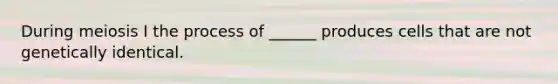 During meiosis I the process of ______ produces cells that are not genetically identical.