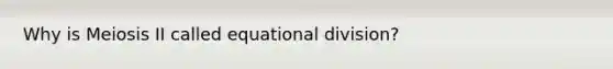 Why is Meiosis II called equational division?