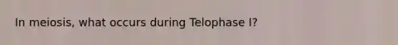 In meiosis, what occurs during Telophase I?