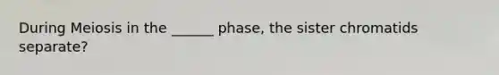 During Meiosis in the ______ phase, the sister chromatids separate?