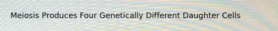 Meiosis Produces Four Genetically Different Daughter Cells